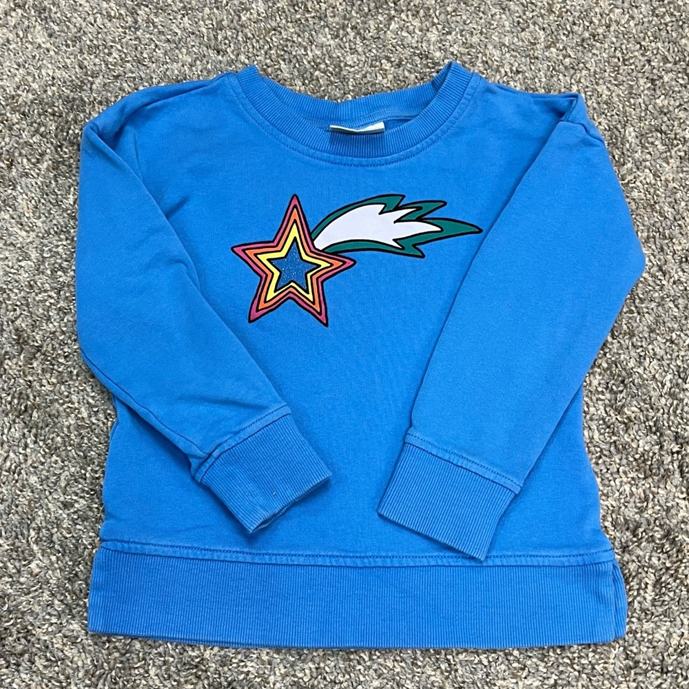 Hanna Andersson sweatshirt girls 5 blue crewneck shooting star rainbow - Picture 1 of 10
